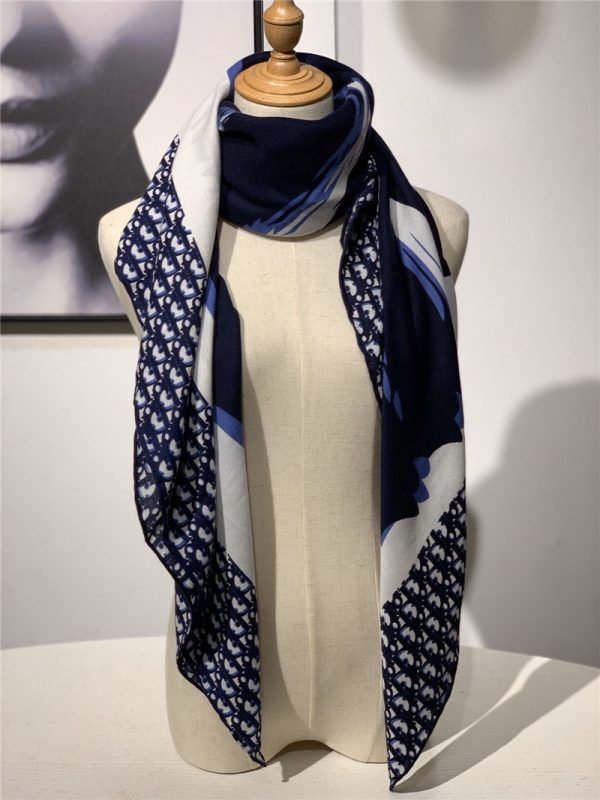 dior cashmere shawl dark blue