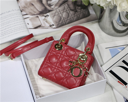 dior mini lady bag red