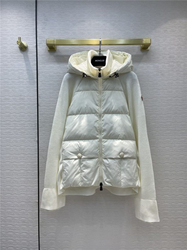 moncler hooded wool knit jacket down