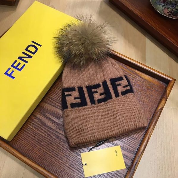 Fendi Brown Wool Hat