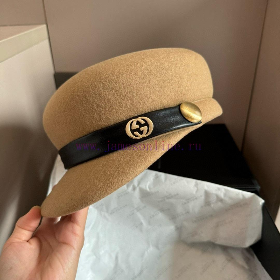 GucciGucci2024 Autumn/Winter New Wool Military Hat, 100% Wool ? Fabric head circumference 57cp0xl6ud - Image 5