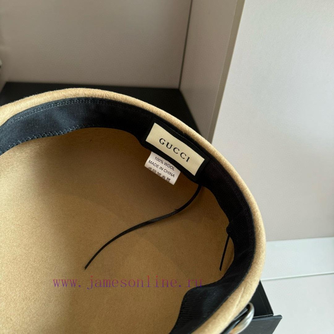 GucciGucci2024 Autumn/Winter New Wool Military Hat, 100% Wool ? Fabric head circumference 57cp0xl6ud - Image 10
