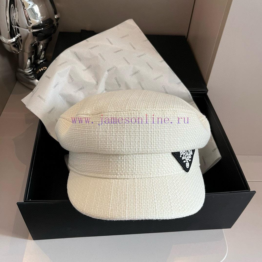 PRADA's new canvas duckbill military cap, black and white, with a head circumference of 57cmag7srm18 - Image 2