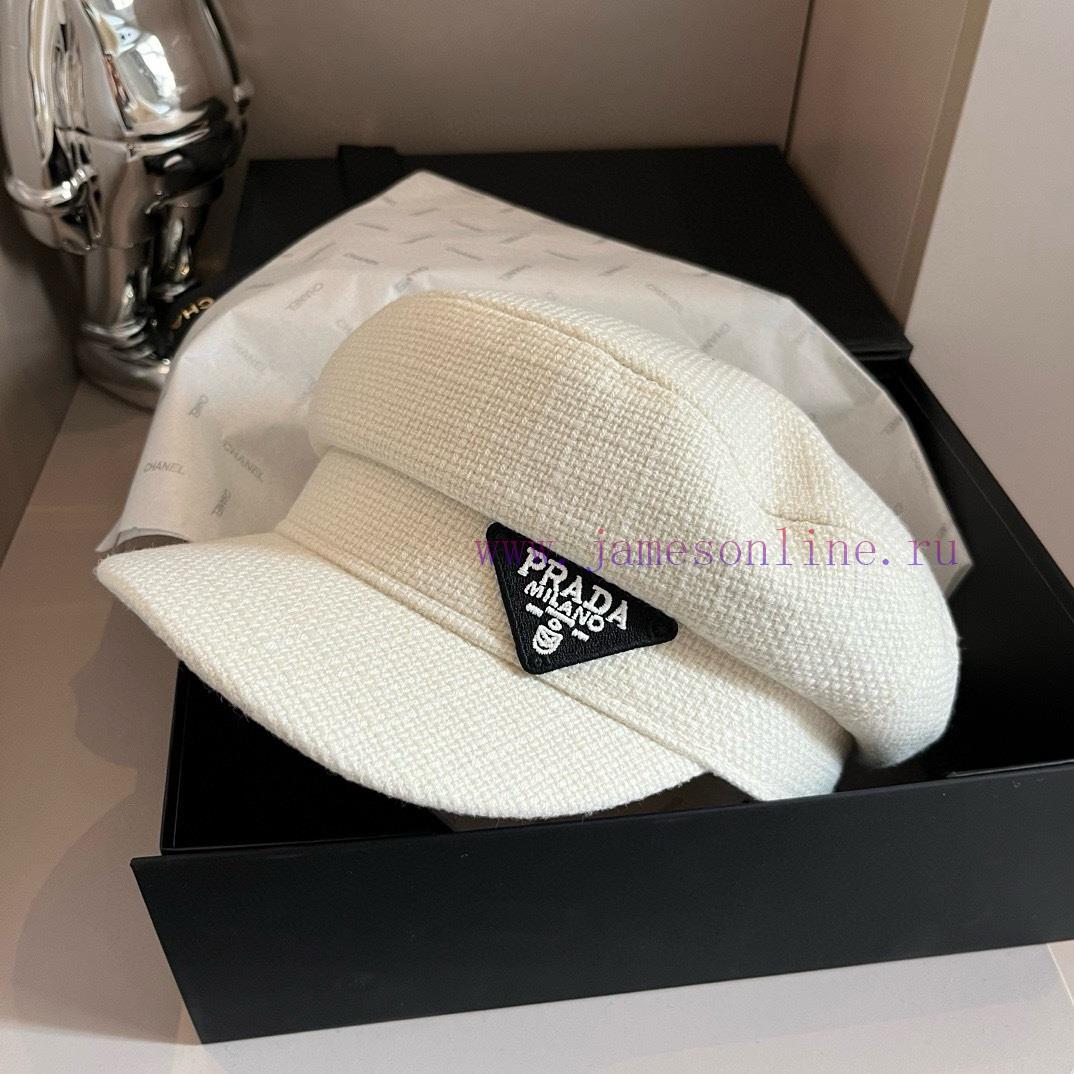 PRADA's new canvas duckbill military cap, black and white, with a head circumference of 57cmag7srm18 - Image 3