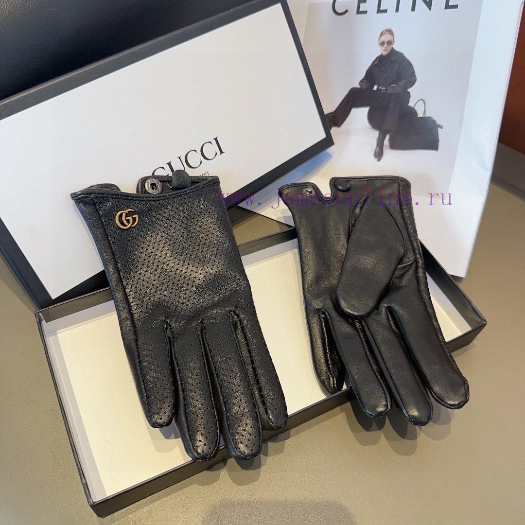 Gucci Women's Sheepskin Gloves, Fashionable Gloves, Warm in Autumn and Winter with Velvet Insl0d5c3q - Image 6