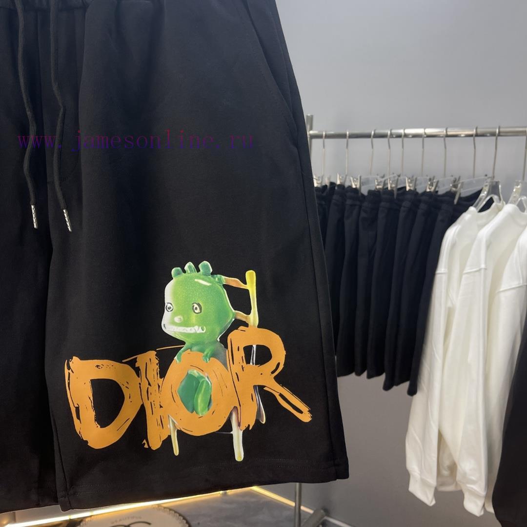 High quality Dior 2024 SS spring/summer pure cotton fabric shorts 420g, cartoon letter logo s1kemrqj - Image 4