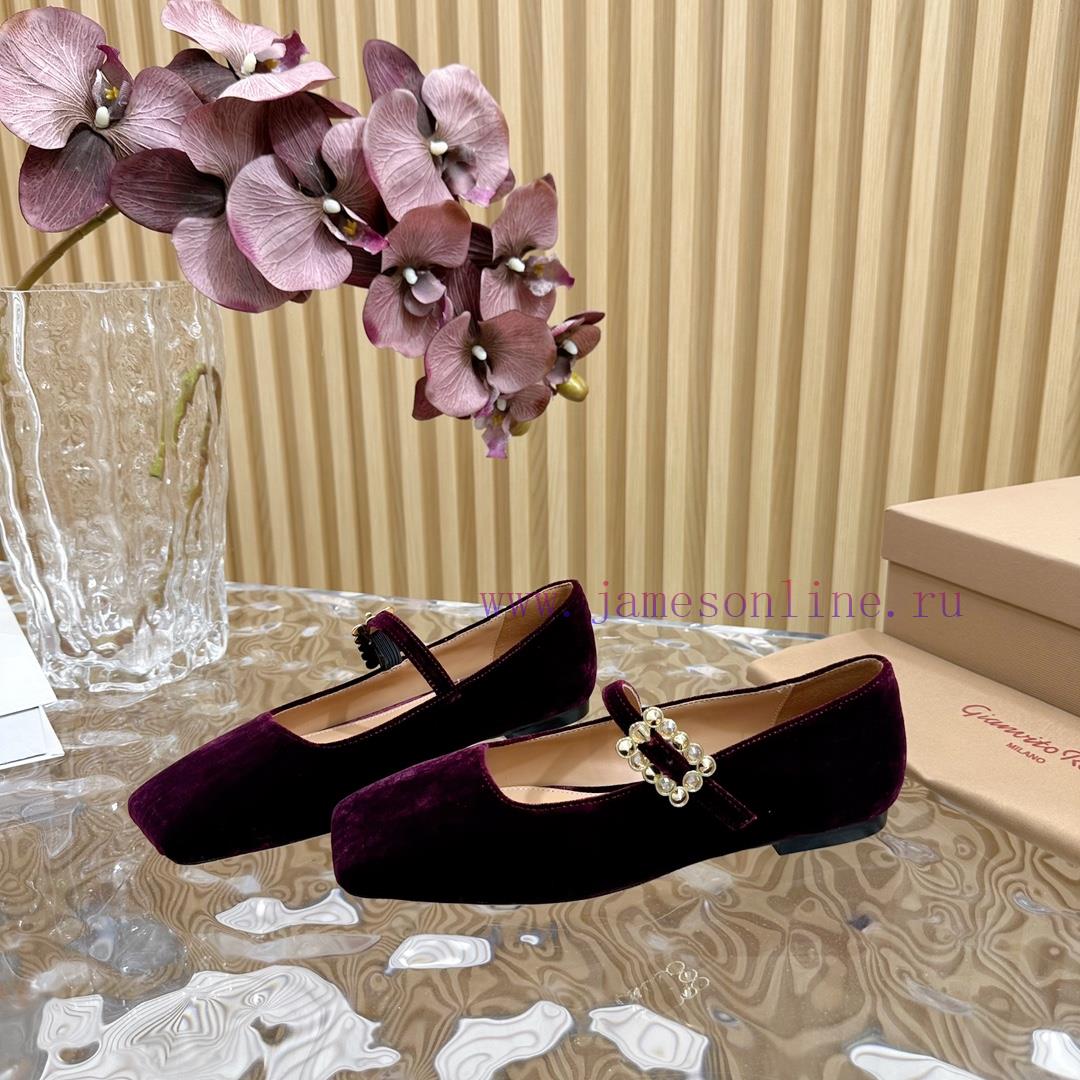 Gianvit Ross 2024 Early Spring Synchronized New Mary Jane Velvet Single Shoe is a delicate yhnfmuyac - Image 9