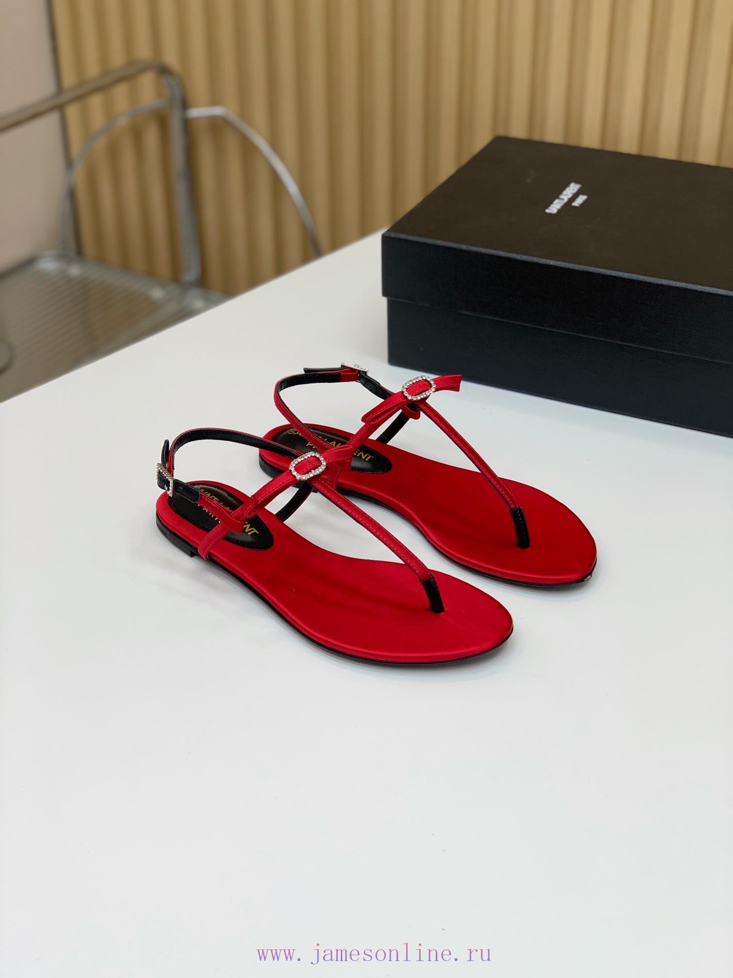 SAINT LAUREN * Silk Diamond Button Flat Sandals The entire design, including metal products u4m9m8m1 - Image 3