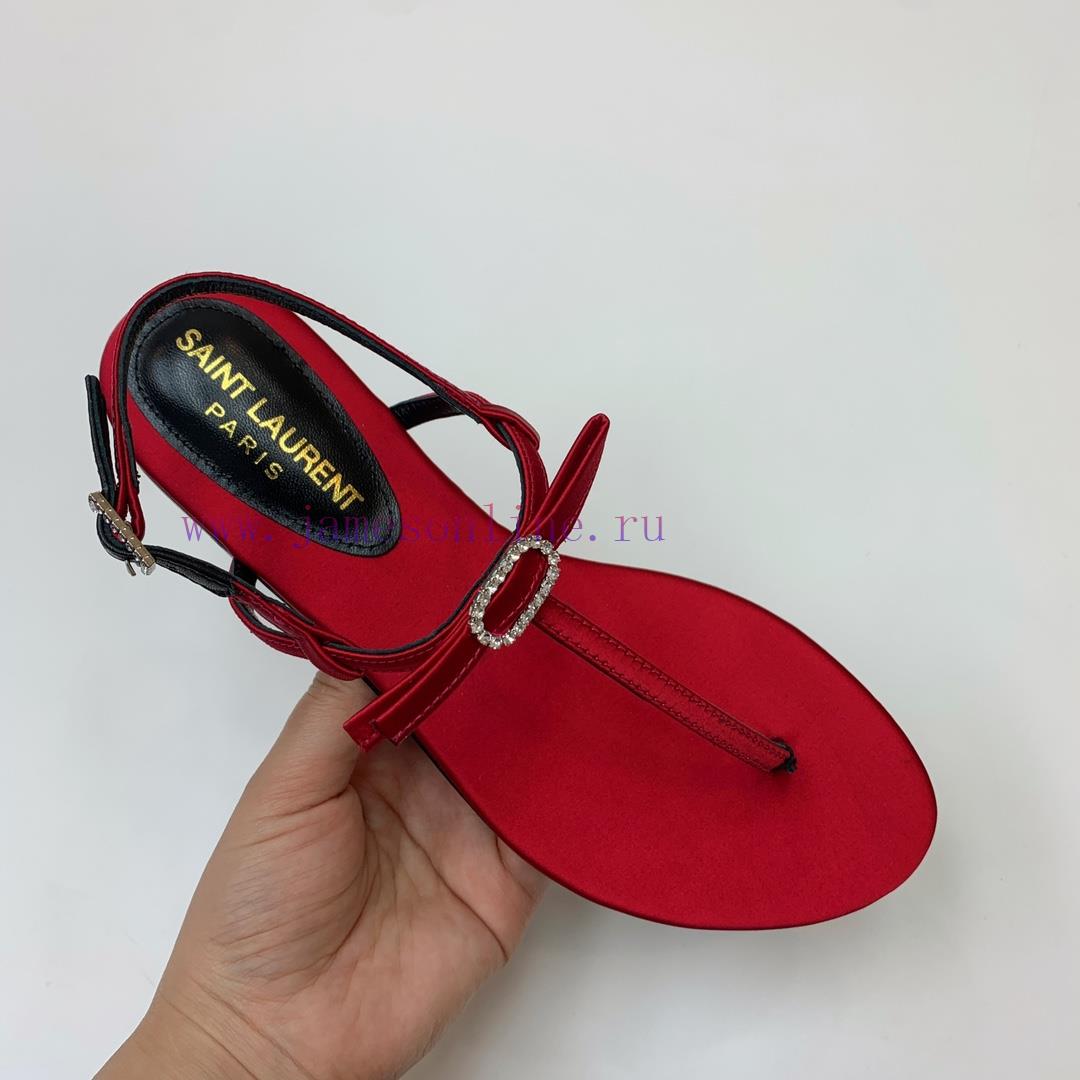 SAINT LAUREN * Silk Diamond Button Flat Sandals The entire design, including metal products u4m9m8m1 - Image 4