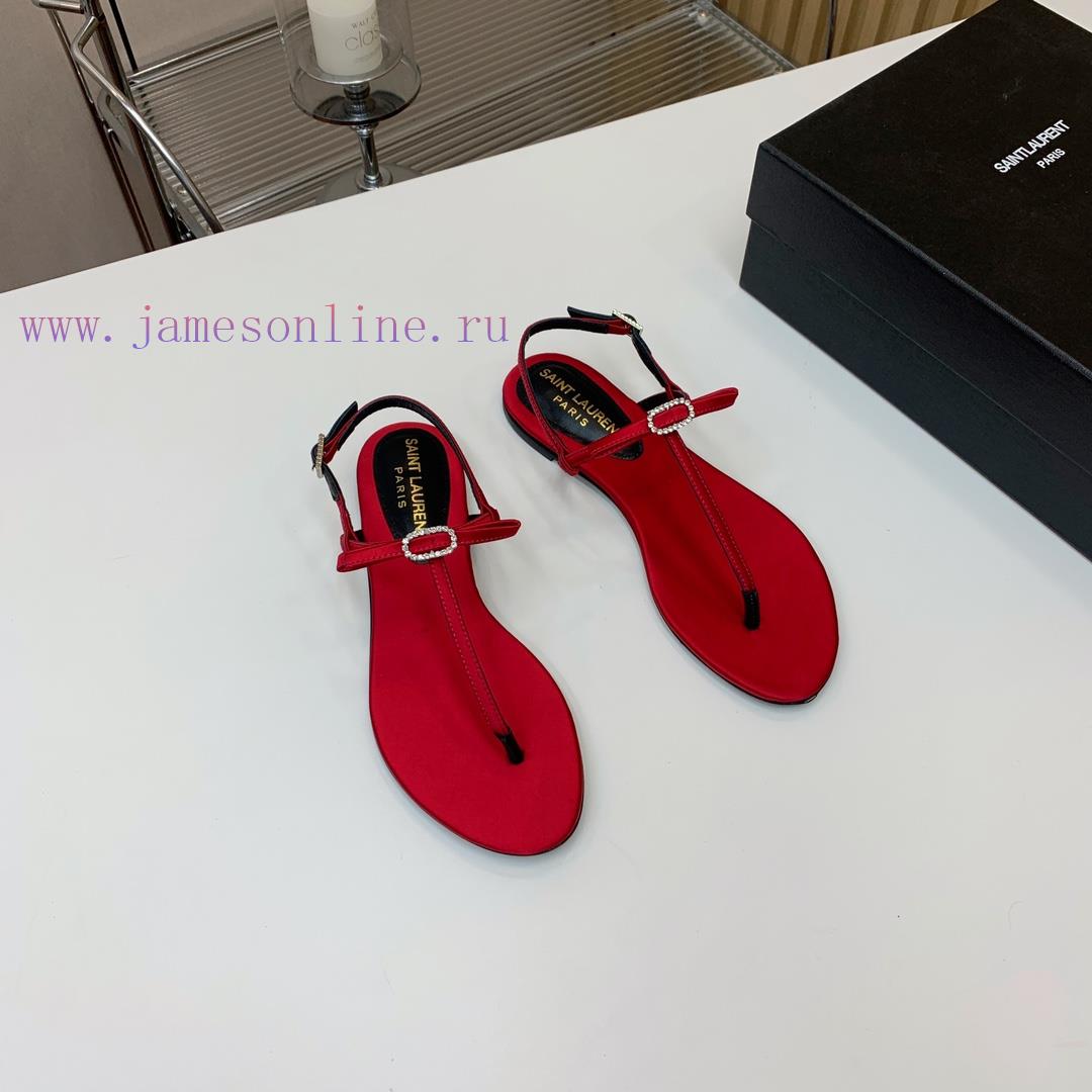 SAINT LAUREN * Silk Diamond Button Flat Sandals The entire design, including metal products u4m9m8m1 - Image 6