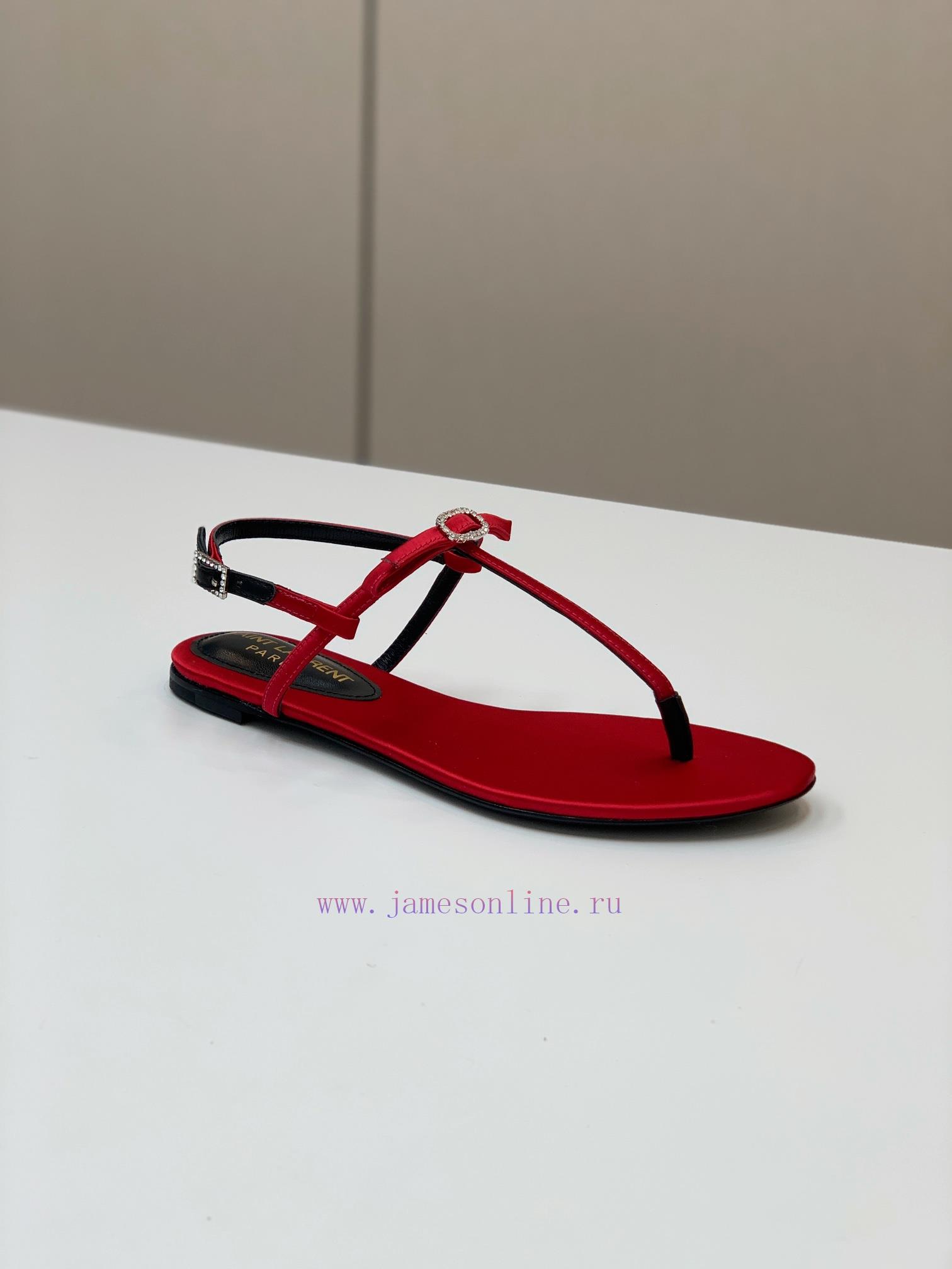 SAINT LAUREN * Silk Diamond Button Flat Sandals The entire design, including metal products u4m9m8m1 - Image 7