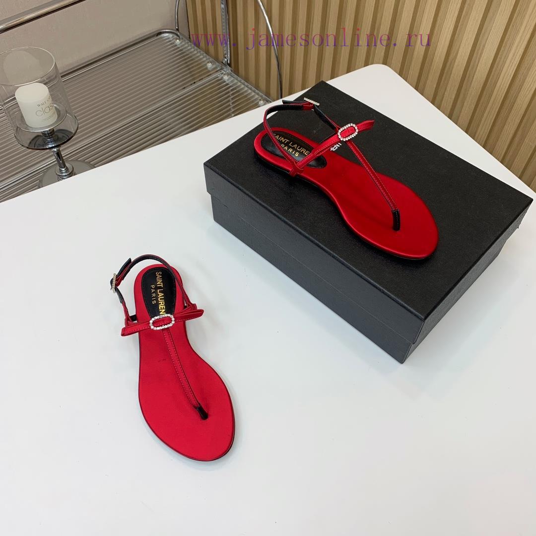SAINT LAUREN * Silk Diamond Button Flat Sandals The entire design, including metal products u4m9m8m1 - Image 8