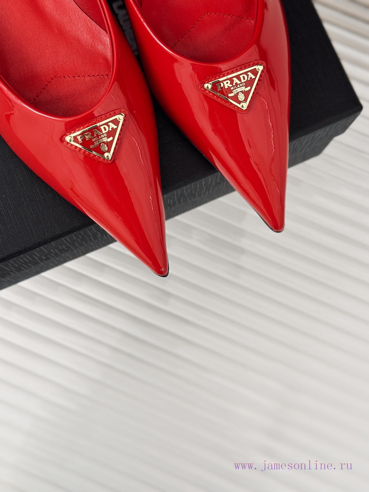 PRADA/PRADA Classic Spring/SummerTriangle logo sandals single shoe seriesThe simple design itk8cb3xk - Image 8