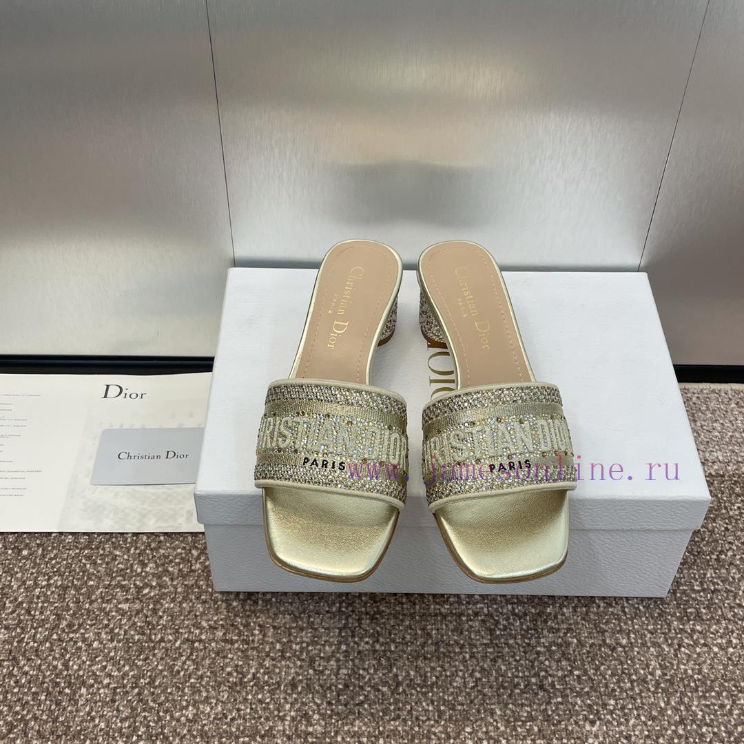 Dior 2024 DWAY Spring/Summer New One Word Drag Color blocked Hot Diamond Women's Shoes CD Lejlvyyn11 - Image 3
