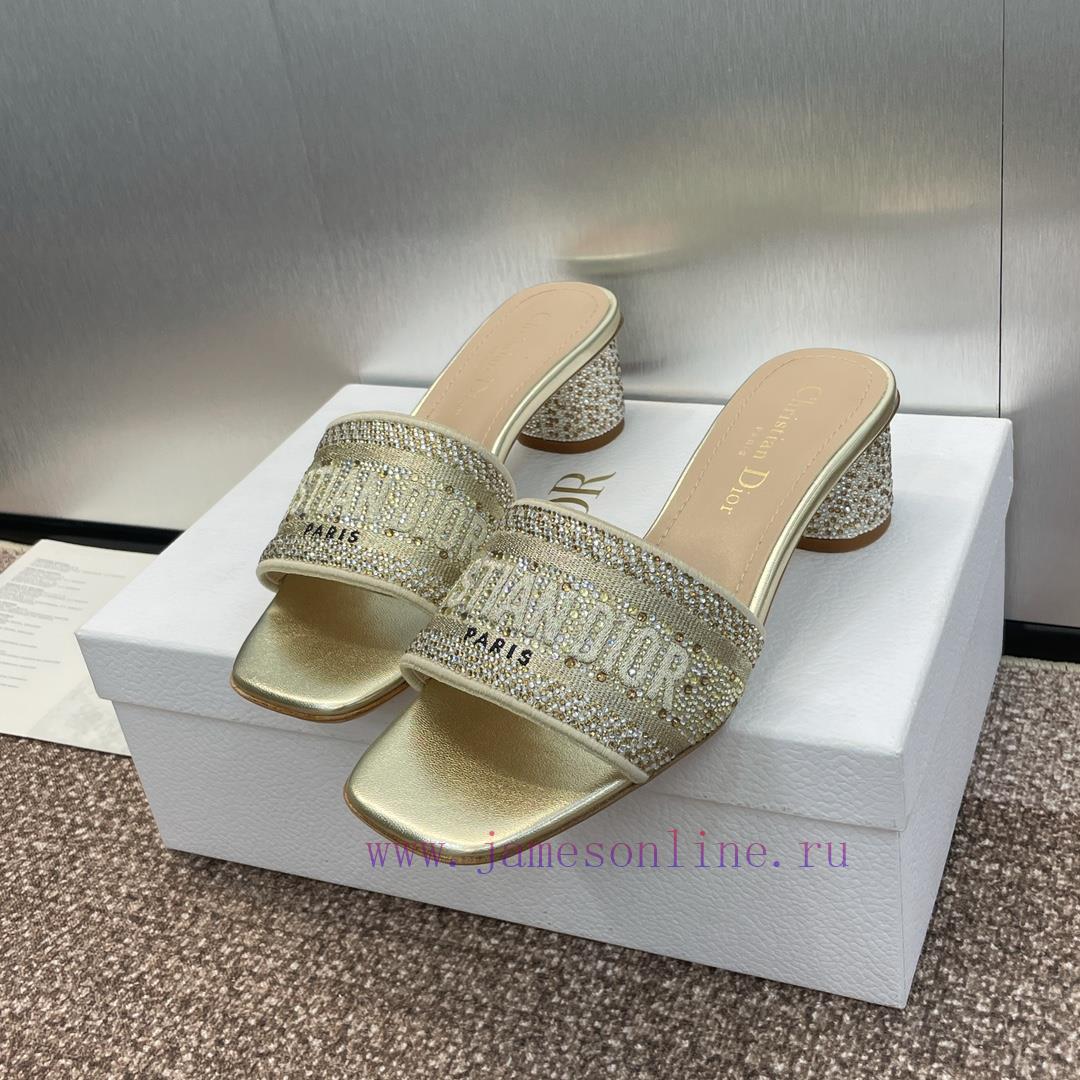 Dior 2024 DWAY Spring/Summer New One Word Drag Color blocked Hot Diamond Women's Shoes CD Lejlvyyn11 - Image 4