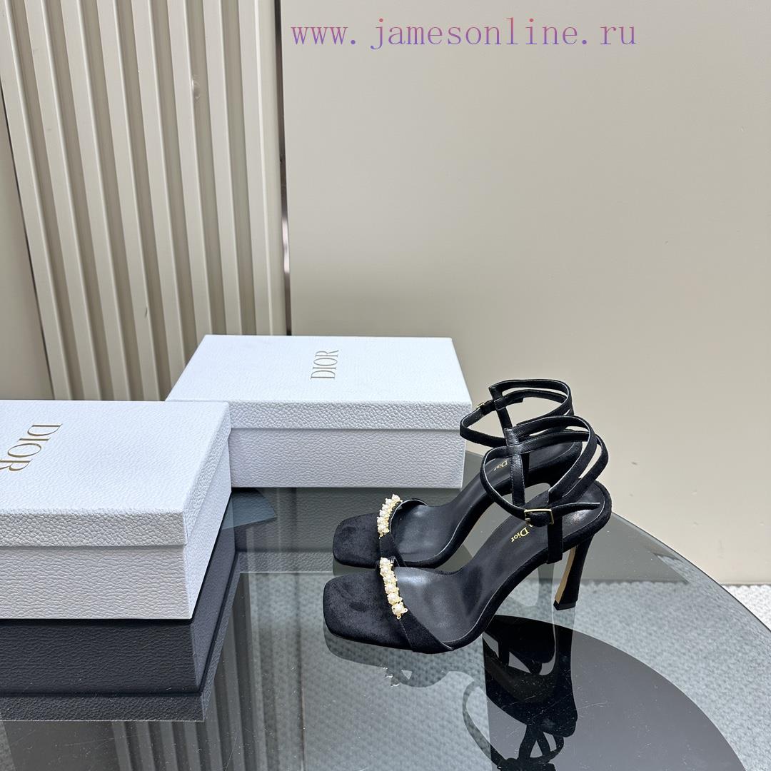 Dior/Dior 24S Spring/Summer New Product Pearl Strap High Heel SandalsThe fabric is imported xexjxq5c