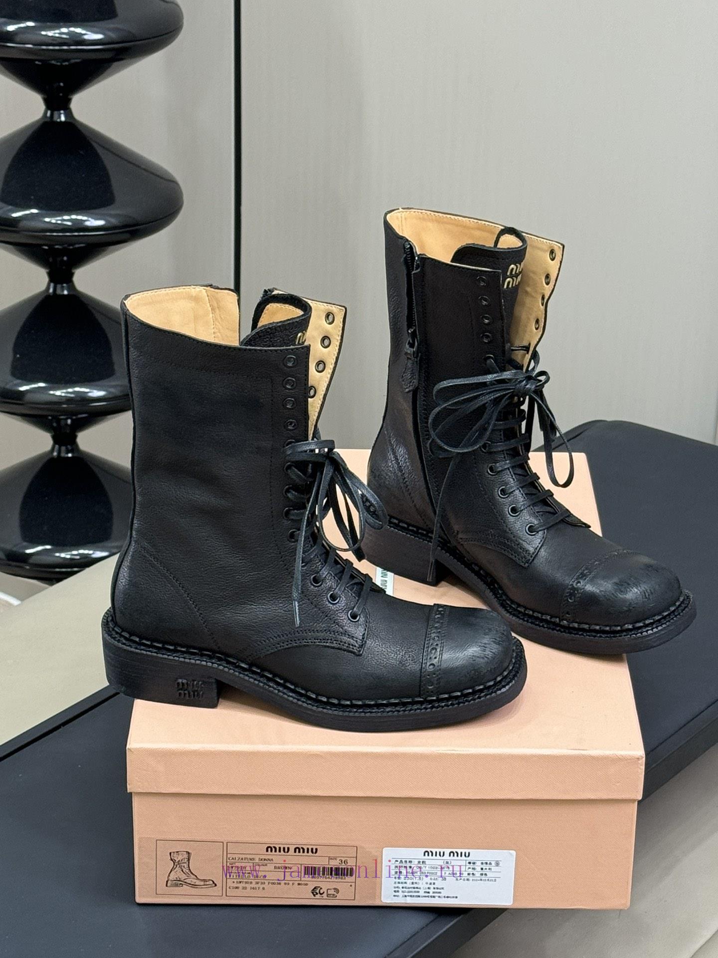 miumiu fw24 new arrival~Miu 24 Autumn/Winter Show Short Boots New ProductClassic motorcycle j44gyo38 - Image 6