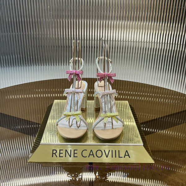 Top version ️R ᴇɴᴇ C ᴀᴏᴠɪʟʟᴀ | 2024s ? RC Classic Bow High Heel Sandals, Colorful Crystal Bohfqzr37b