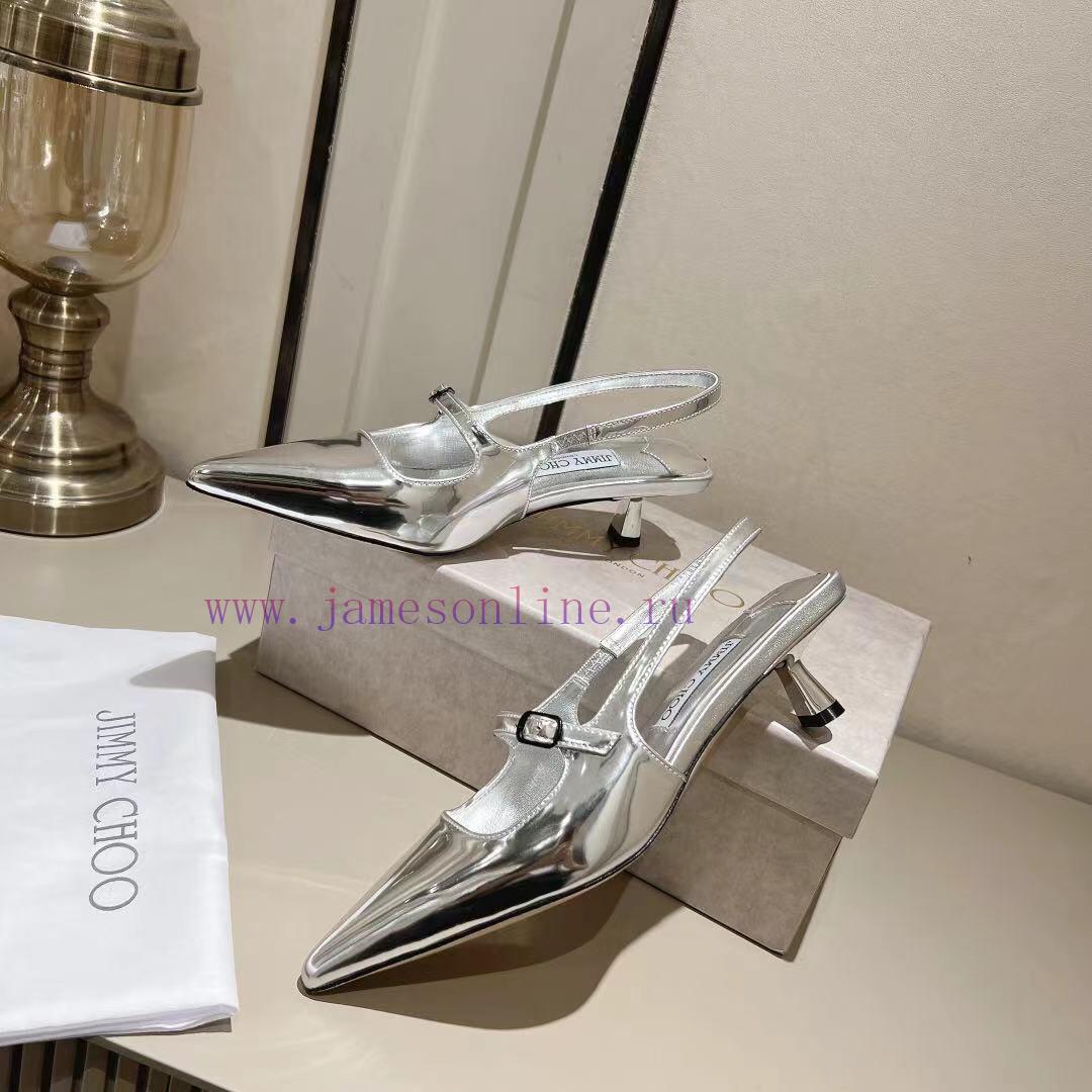 Jimmy Coo's new letter series single shoe sandalsColor Silver Black Naked◽ Original soft pate0ax5cd5 - Image 4