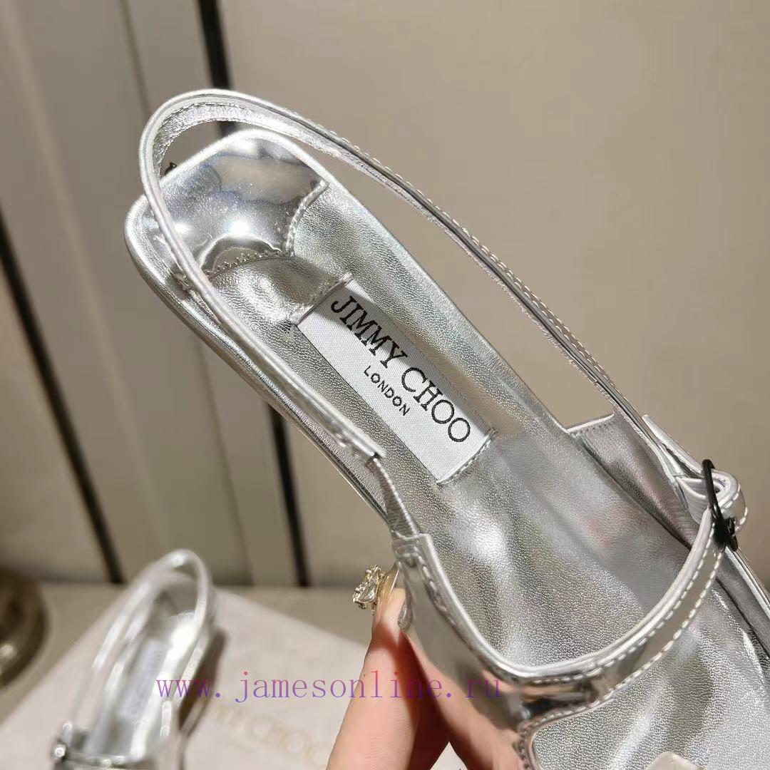 Jimmy Coo's new letter series single shoe sandalsColor Silver Black Naked◽ Original soft pate0ax5cd5 - Image 7
