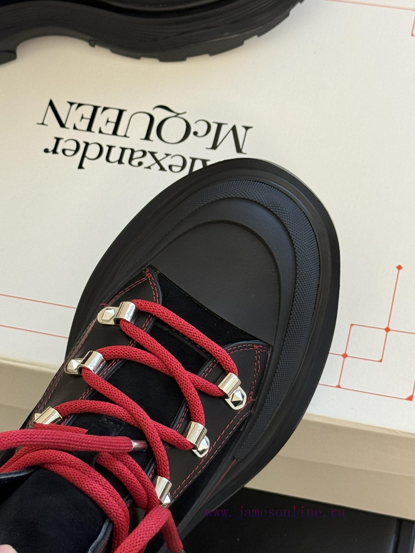 McQueen 233 Autumn/Winter Strap Short Boots New ProductSuede patchwork cowhide paired with bmsty3fhs - Image 5