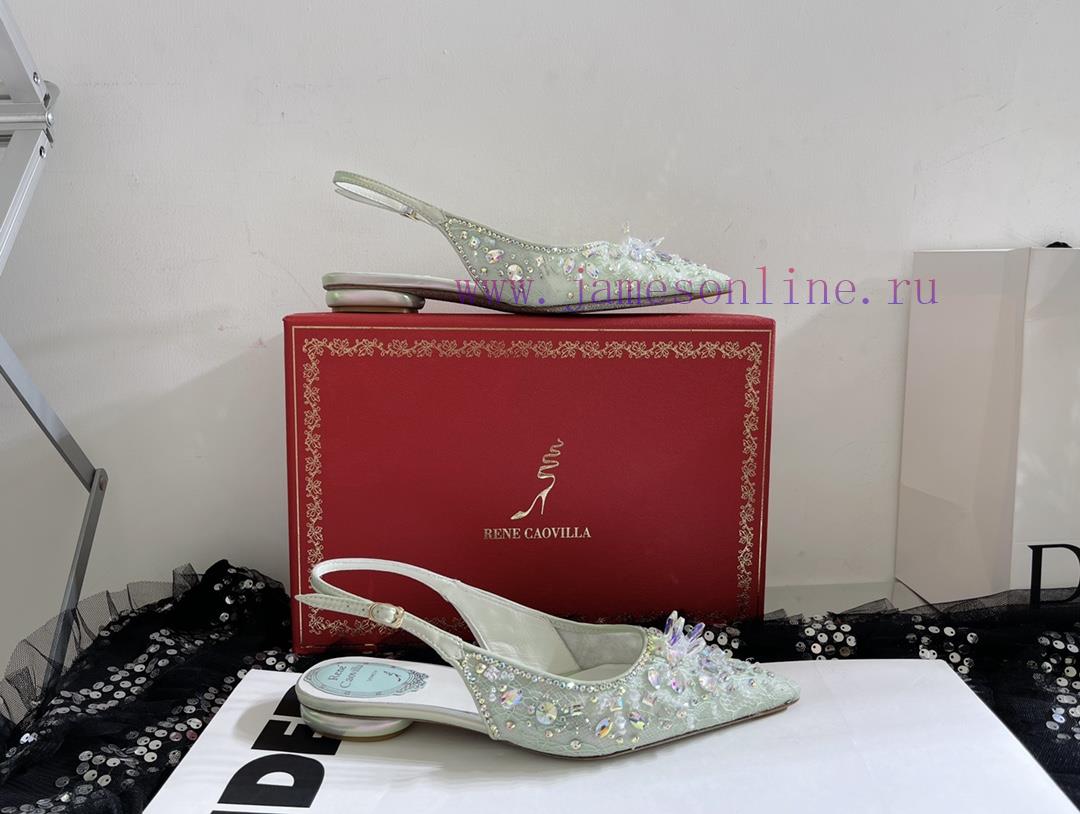 R ᴇɴᴇ C ᴀᴏᴠɪʟʟᴀ | 2023 ? Heavy Industry RC Crystal Gemstone Lace Heel Shoes Wedding Shoes Sej8i3cn9b - Image 2