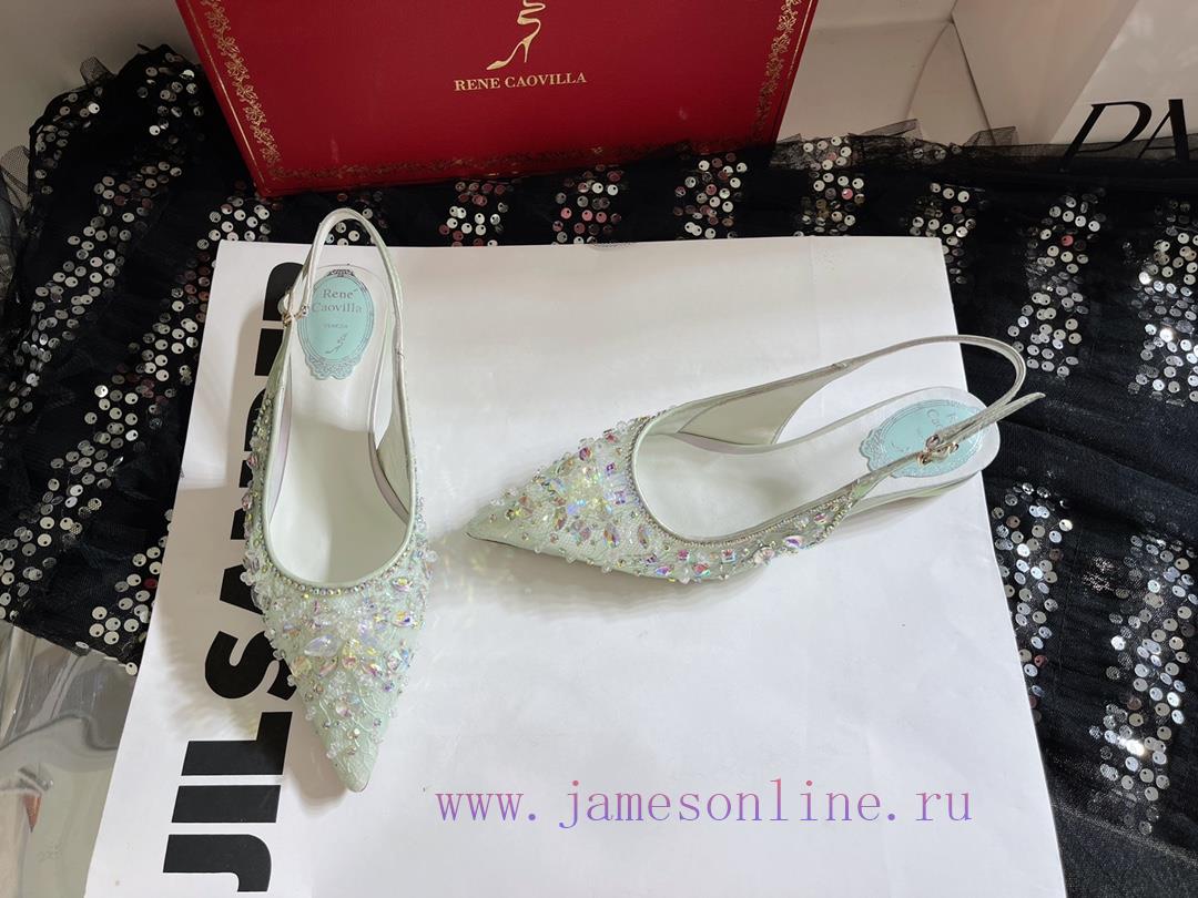 R ᴇɴᴇ C ᴀᴏᴠɪʟʟᴀ | 2023 ? Heavy Industry RC Crystal Gemstone Lace Heel Shoes Wedding Shoes Sej8i3cn9b - Image 5