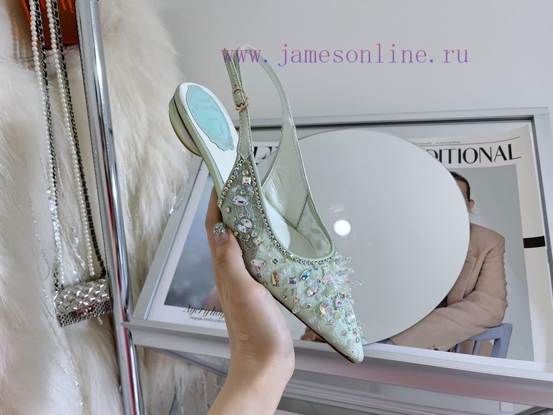 R ᴇɴᴇ C ᴀᴏᴠɪʟʟᴀ | 2023 ? Heavy Industry RC Crystal Gemstone Lace Heel Shoes Wedding Shoes Sej8i3cn9b - Image 7