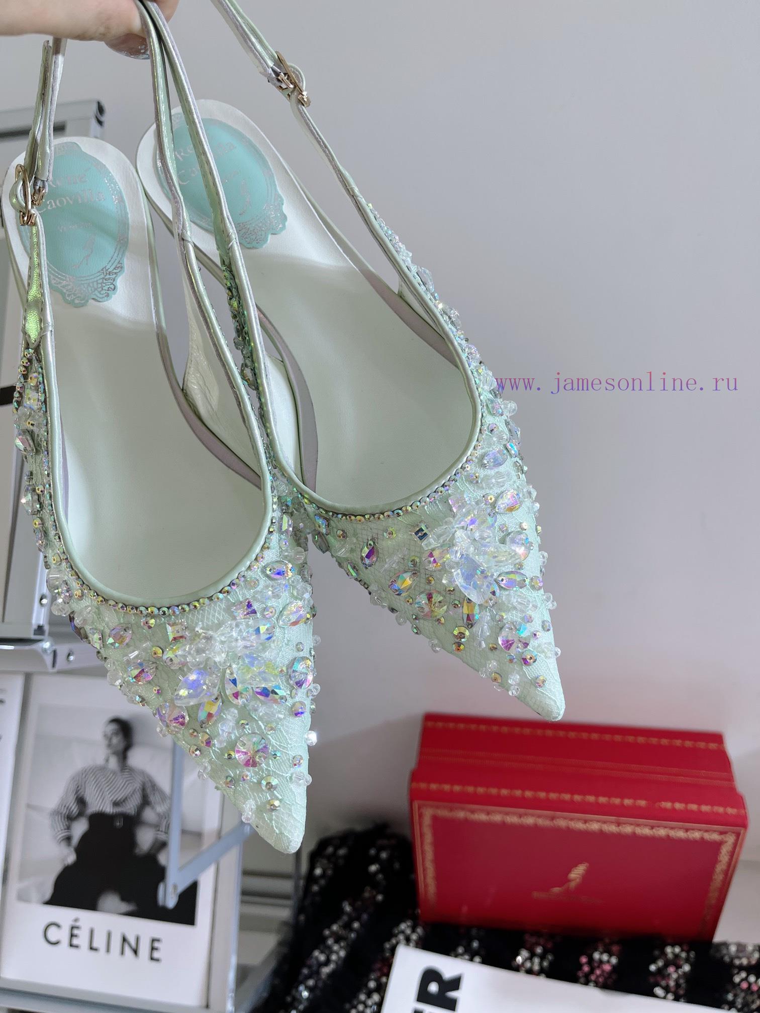 R ᴇɴᴇ C ᴀᴏᴠɪʟʟᴀ | 2023 ? Heavy Industry RC Crystal Gemstone Lace Heel Shoes Wedding Shoes Sej8i3cn9b - Image 8