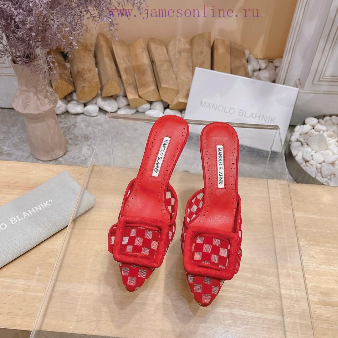 ?MANOLO BLAHNlK 2024 The new Mb fashionable women's high-heeled checkered cloth M ü ller sleffq7mkr - Image 2