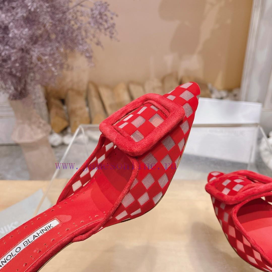 ?MANOLO BLAHNlK 2024 The new Mb fashionable women's high-heeled checkered cloth M ü ller sleffq7mkr - Image 9