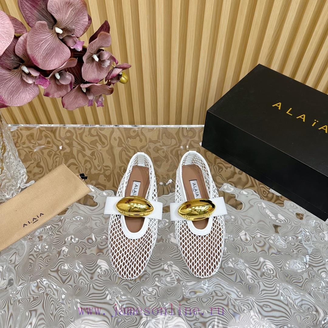 ALAIA | French high-end high-end high-end high-end brand mesh hollow ballet single shoe supef59xd07w - Image 2