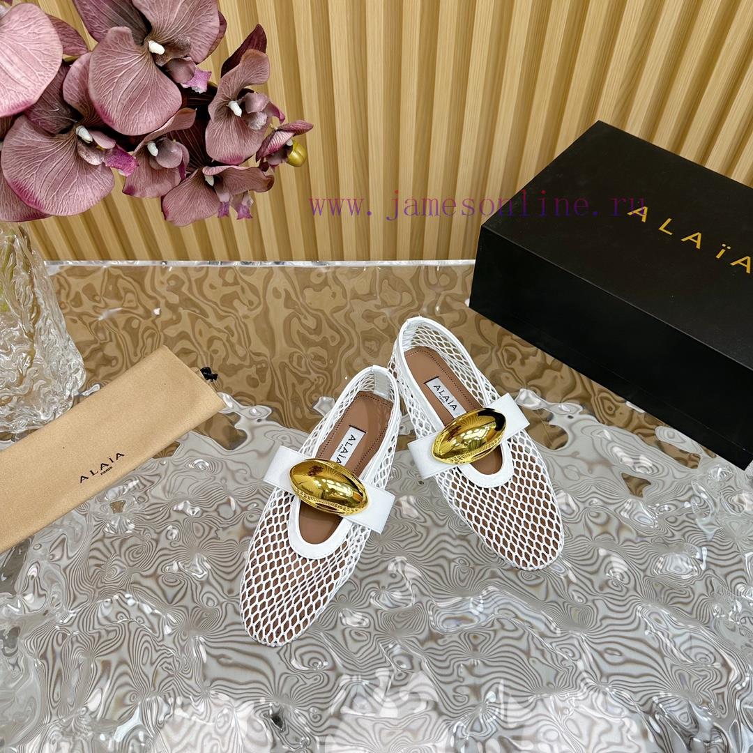 ALAIA | French high-end high-end high-end high-end brand mesh hollow ballet single shoe supef59xd07w - Image 3