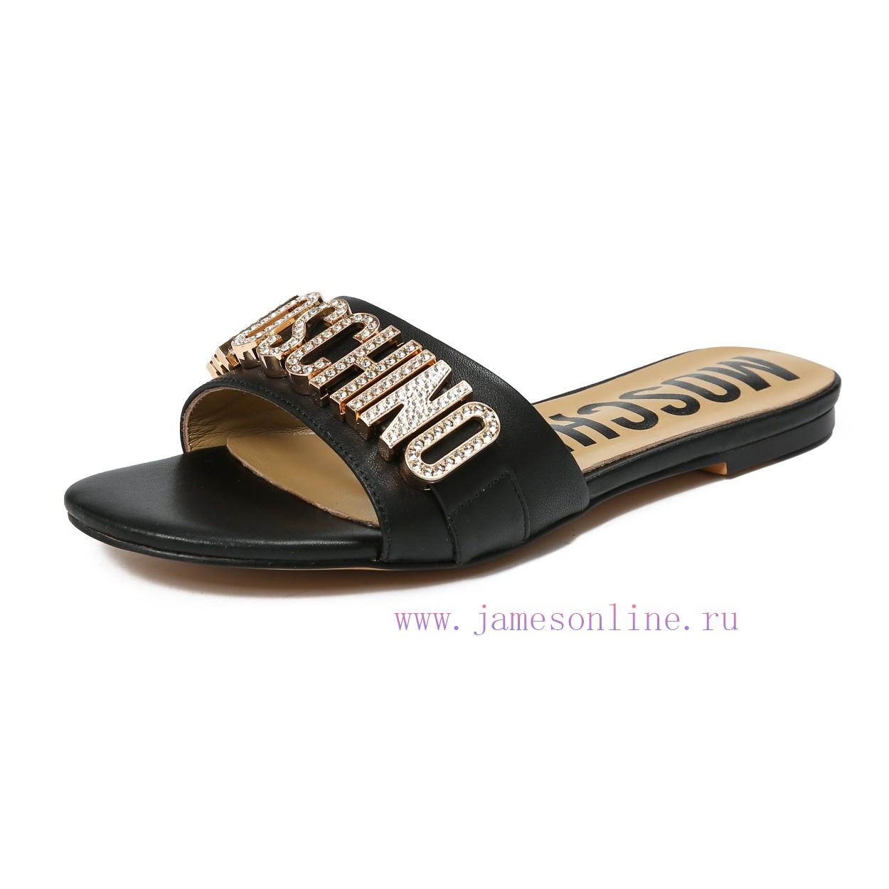 moto μποτες | 2-36B Moschino 2024 New Diamond Buckle Flat Bottomed Mop Made Of Cowhide Fabric Colors Blue Bro jmkszs1g | αθλητικα παπουτσια καβαλα - Image 4