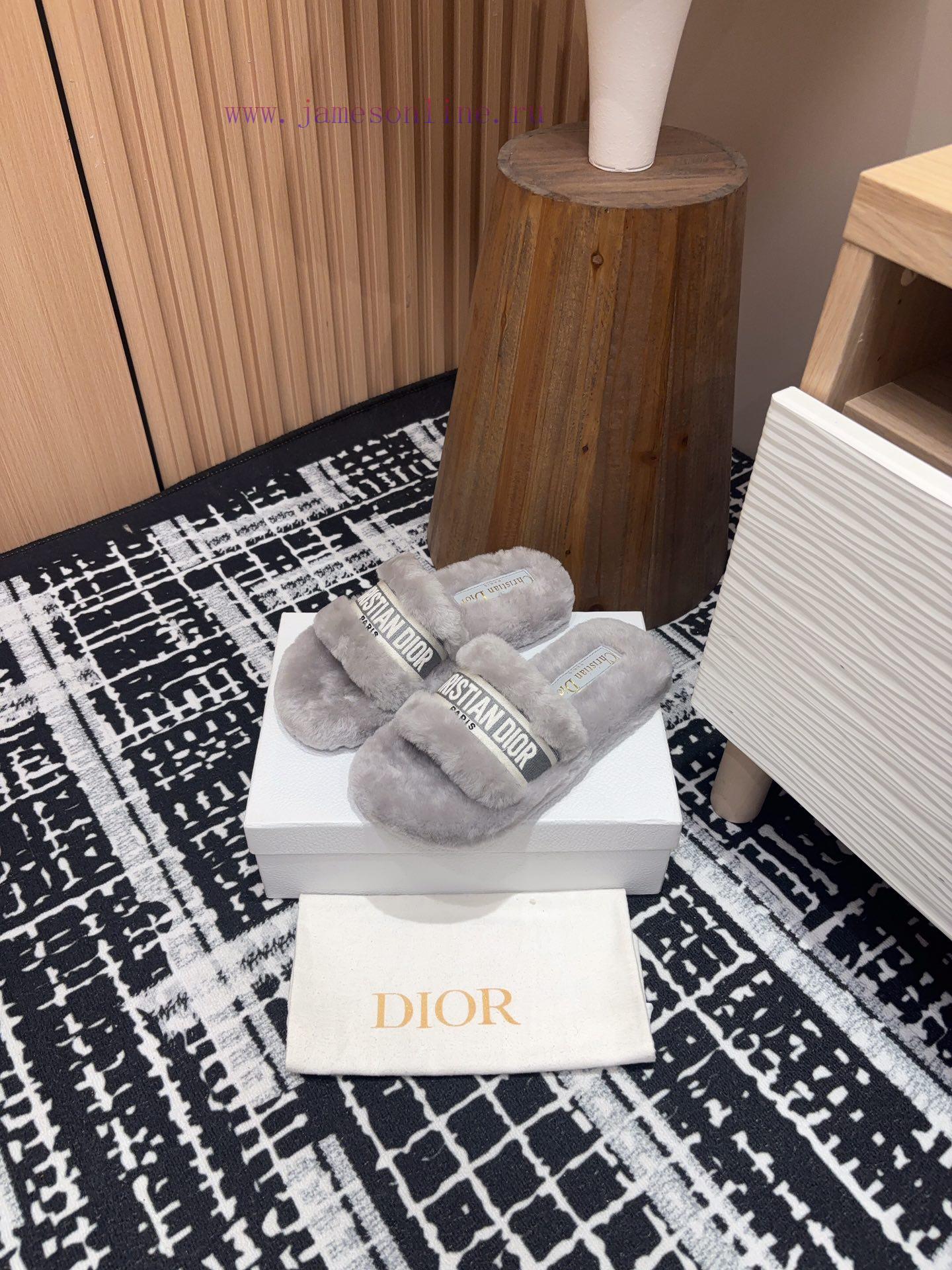 δερμάτινο μποτάκι με.περλες | 24Ss New Dior Embroidered Fury Shoes With One Line Thick Bottom Wool SlippersThis Dway Cotton C nqs6glat | τακουνι κλειδι φοινηκας θεσσαλονικ - Image 3