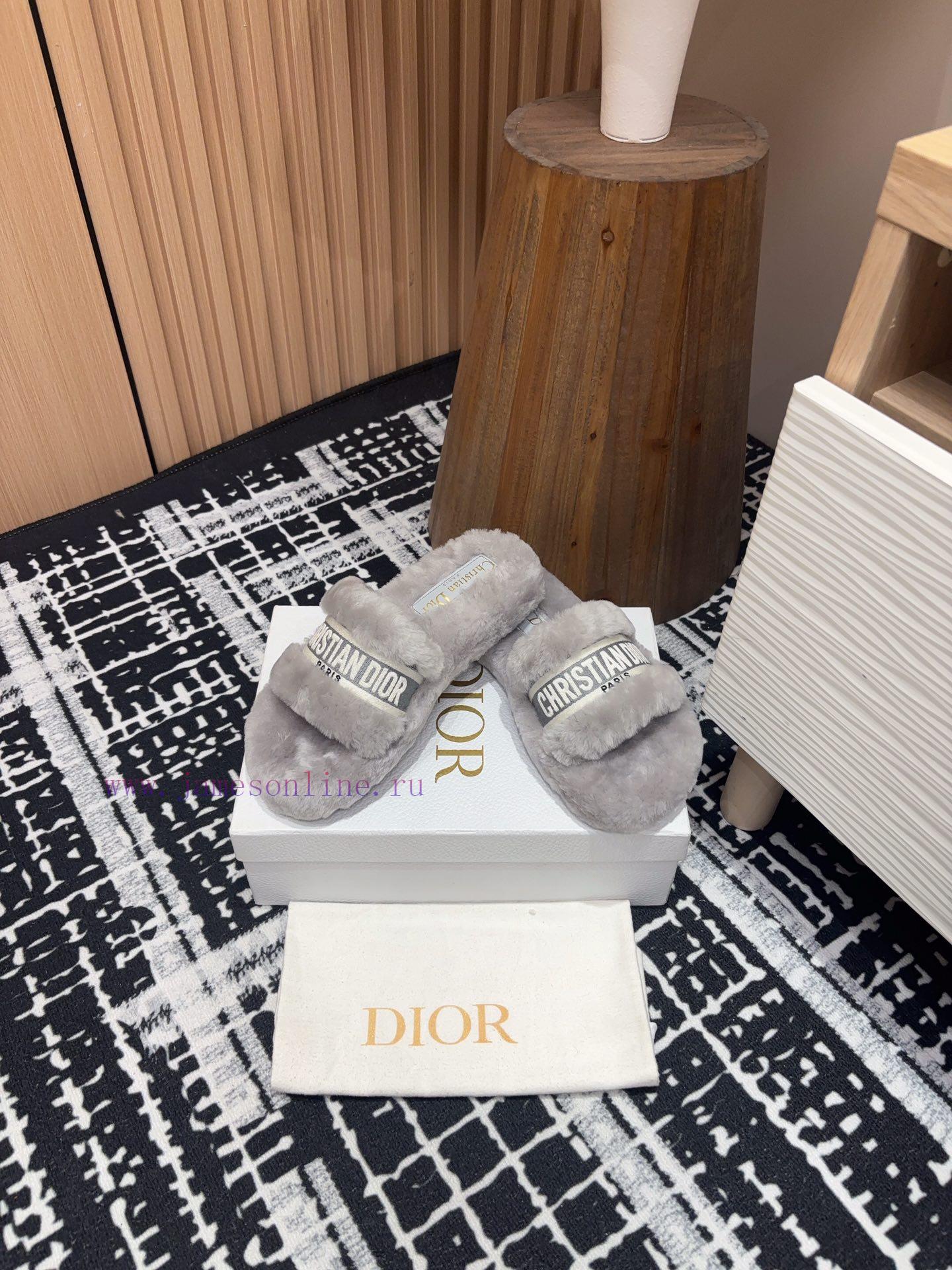 δερμάτινο μποτάκι με.περλες | 24Ss New Dior Embroidered Fury Shoes With One Line Thick Bottom Wool SlippersThis Dway Cotton C nqs6glat | τακουνι κλειδι φοινηκας θεσσαλονικ - Image 7