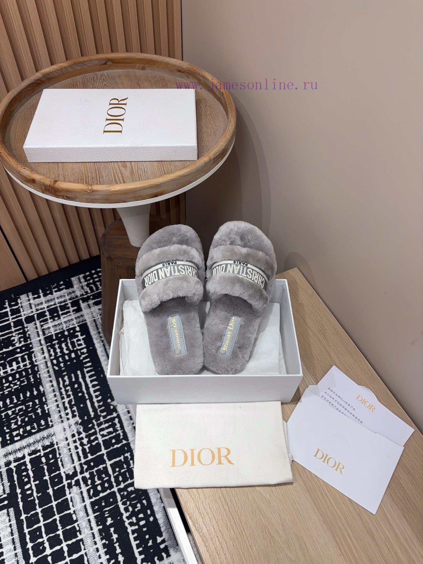 δερμάτινο μποτάκι με.περλες | 24Ss New Dior Embroidered Fury Shoes With One Line Thick Bottom Wool SlippersThis Dway Cotton C nqs6glat | τακουνι κλειδι φοινηκας θεσσαλονικ - Image 8