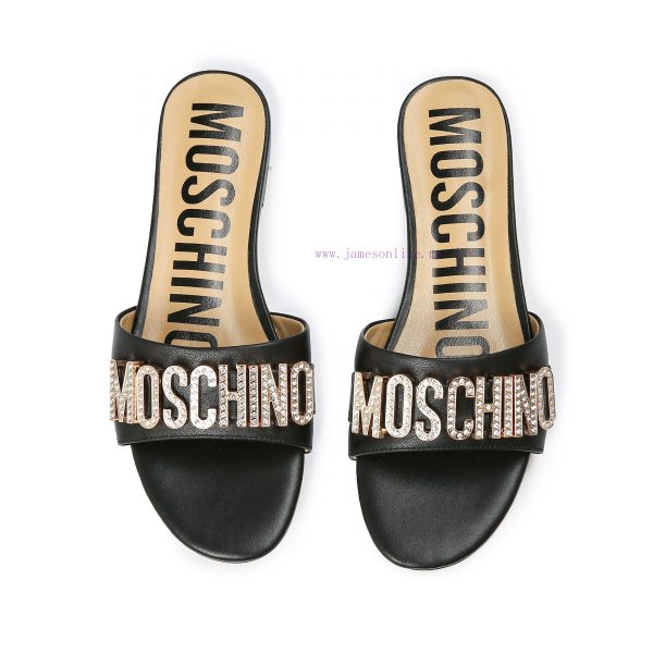 πεδιλα ψηλα μπεζ | 2-36B Moschino 2024 New Diamond Buckle Flat Bottomed Mop Made Of Cowhide Fabric Colors Blue Bro jmkszs1g | παπουτσια μεσι 2019