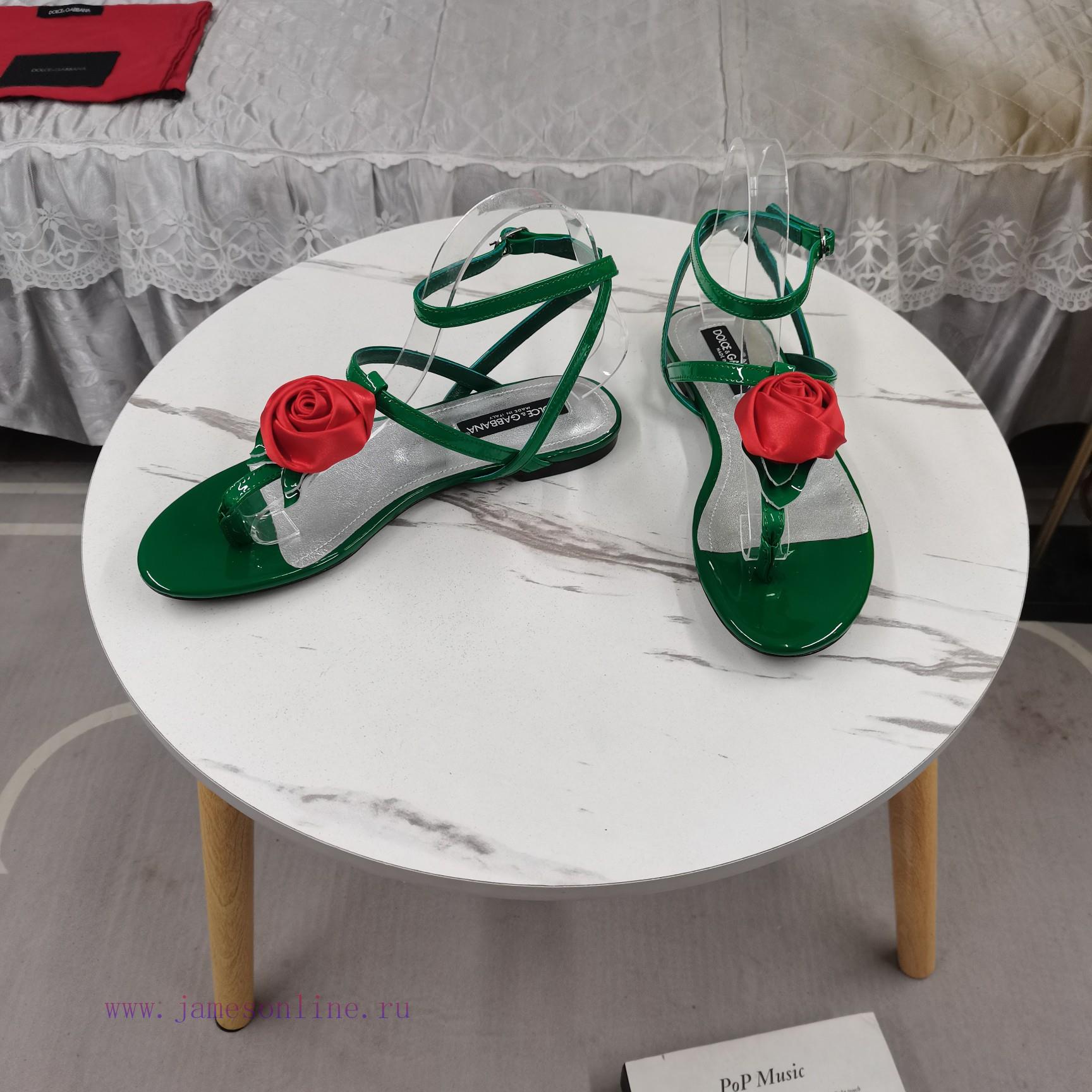 δισολα μποτακια | DG TopNew Flower Decorated Flat SandalsAAA Grade Italian Black Leather OutsolePerfect Attention 3wwexh91 | παπουτσια για barbie - Image 5