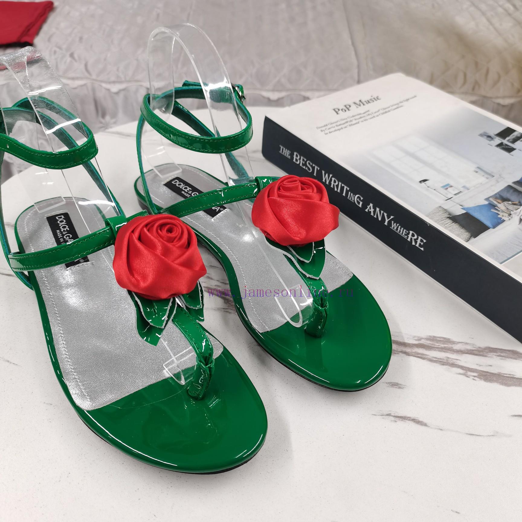 δισολα μποτακια | DG TopNew Flower Decorated Flat SandalsAAA Grade Italian Black Leather OutsolePerfect Attention 3wwexh91 | παπουτσια για barbie - Image 7