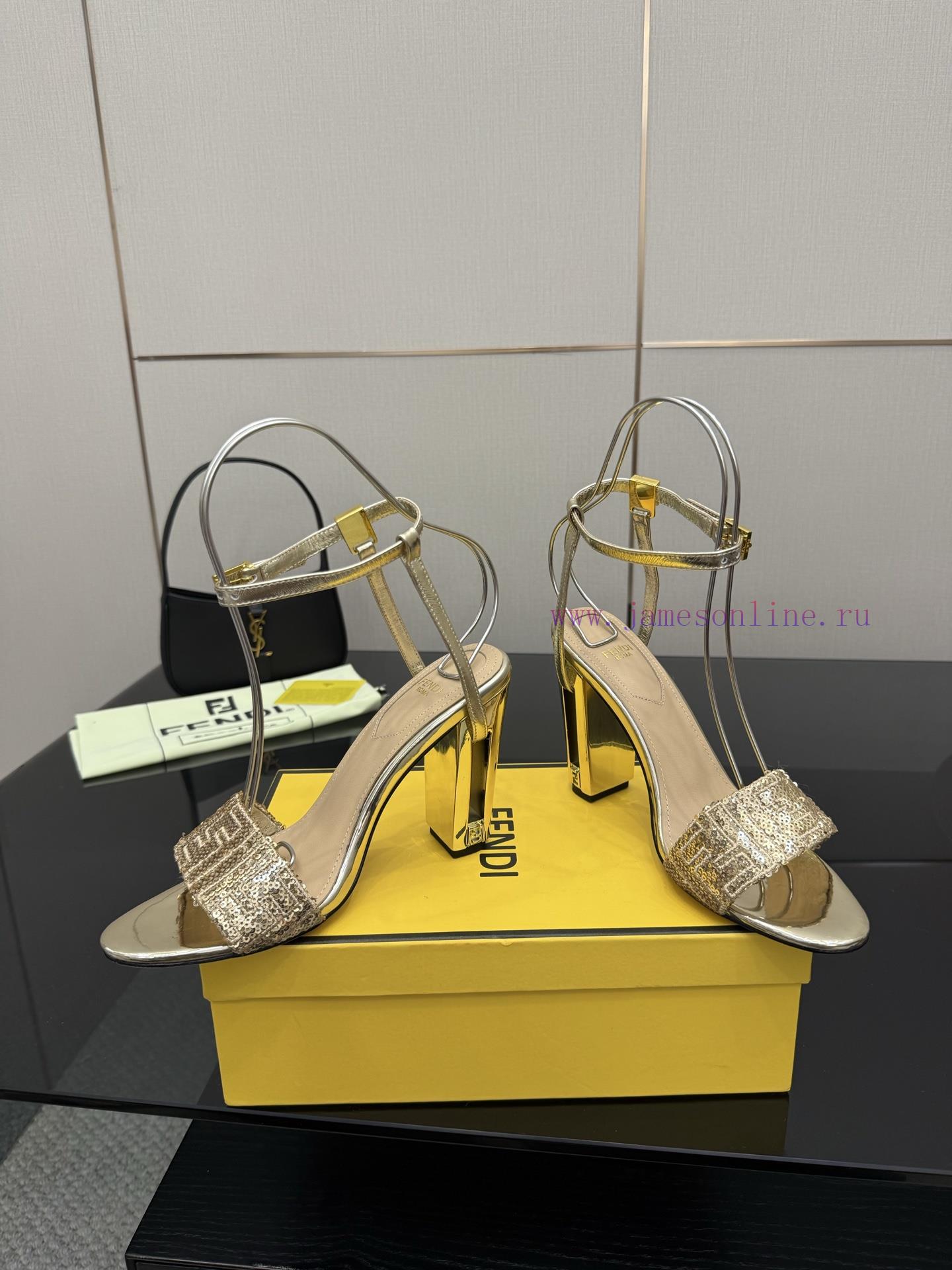 over knee μποτες | 𝙁𝙀𝙉𝘿𝙄 New Fendi Delfina FF Sequin Embroidery Strap High Heels SandalsDelfina Sequin Embroidery w9j1zd1u | μαυρα καλοκαιρινα παπουτσια - Image 4