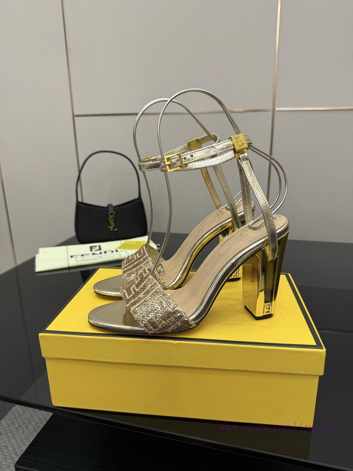 over knee μποτες | 𝙁𝙀𝙉𝘿𝙄 New Fendi Delfina FF Sequin Embroidery Strap High Heels SandalsDelfina Sequin Embroidery w9j1zd1u | μαυρα καλοκαιρινα παπουτσια - Image 5