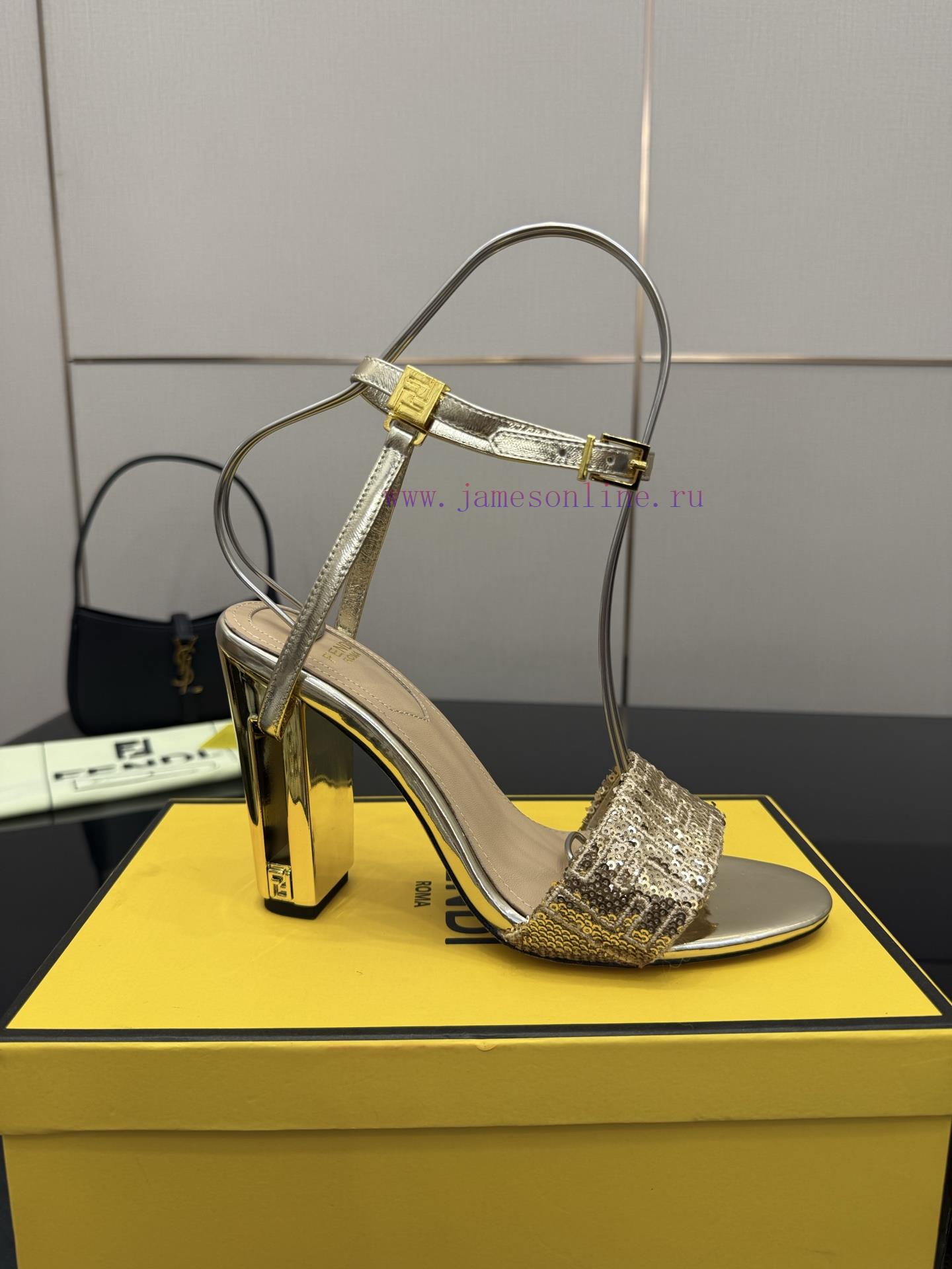 over knee μποτες | 𝙁𝙀𝙉𝘿𝙄 New Fendi Delfina FF Sequin Embroidery Strap High Heels SandalsDelfina Sequin Embroidery w9j1zd1u | μαυρα καλοκαιρινα παπουτσια - Image 7