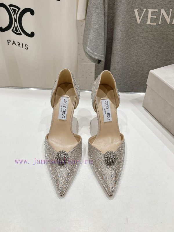 χαμηλα μποτακια με κορδονια | Jimmy CHO Hollow JC/Jimmy Week 2024 SS Summer New Style Simple Kitten Heel Pointed Diamond High a44btowb | παντοφλες χνουδωτες καλοκαιρινες